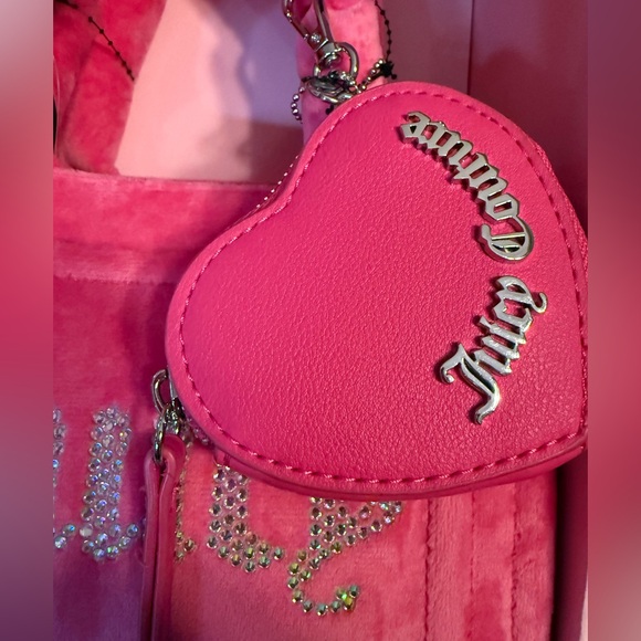 Juicy Couture NWT Pink Plush Mini Bag Heart Charm & Silver Coin Purse (P0184) - Picture 2 of 8